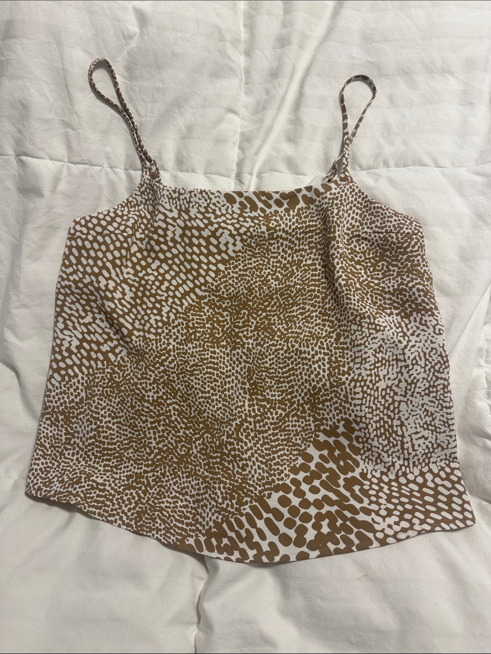 Express - Brown and White Printed Spaghetti-Strap Cami - Extra Small